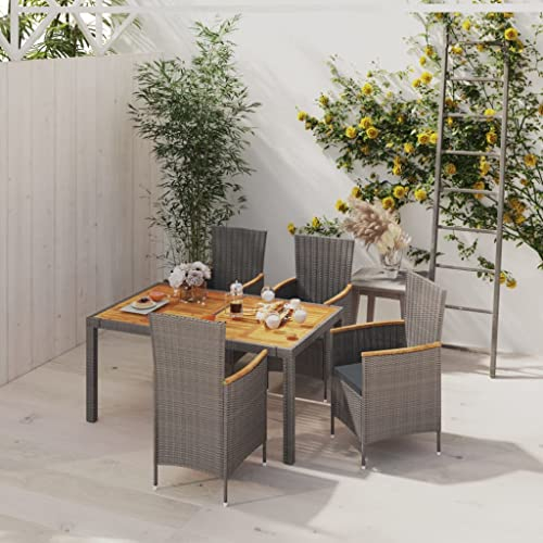 Festnight sitzgruppe Garten 4 Personen Garten essgruppe 4 Personen Polyrattan Sitzgruppe 4 Stühle Gartentisch mit 4 Stühle Gartentisch Wetterfest Sitzgarnitur mit Kissen Poly Rattan Grau