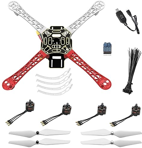 HAWK'S WORK F450 Drohnen Bausatz, DIY Quadcopter Set, Rahmen + Bürstenloser Motor + Propeller + Zubehör + Gilde Buch & Video (E)