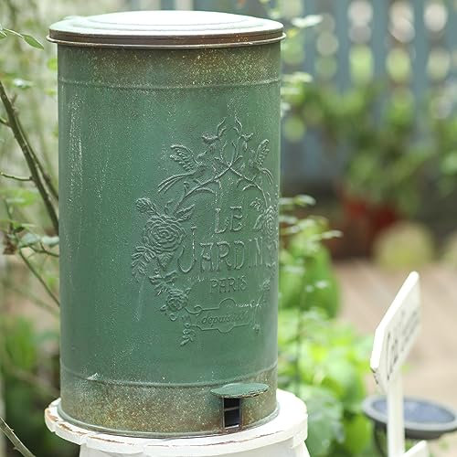 Z&Z ornamentorum Mülleimer Küche groß 17L Mülltonnen Retro-Eisen-Trittpedal-Mülleimer für den Innen- und Außenbereich,Entsorgung im Garten Grosse Kapazität Treteimer Abfalleimer Küchenabfalleimer