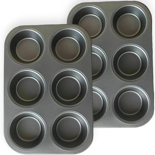 Deep and Jumbo Muffin Tray 6 Cup Large Silicone Muffins Pan, Non-Stick Giant Cupcake Tin, Silicon Bakeware, Baking Case, Baking Mould for Yorkshire Pudding, Bun, Cupcakes