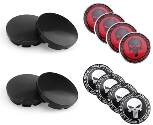 HERKINDNESS 56mm Nabendeckel (4 Stück) mit 8 Zweifarbigen Aufklebern – Radnabenkappen aus ABS, DIY-freundlich für Radnaben Dekoration, Kratzfest & Strapazierfähig