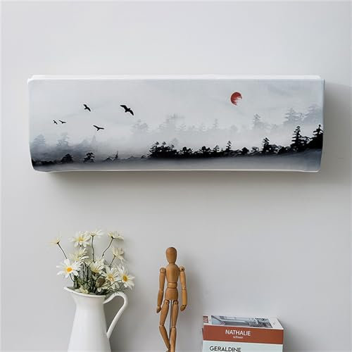 Treer Funda para Aire Acondicionado Interior, Funda para Aire Acondicionado Pared Elástico Antipolvo para Pared Montaje Unidades Split Interior AC Cubiertas (1P,Arte Vintage 10)