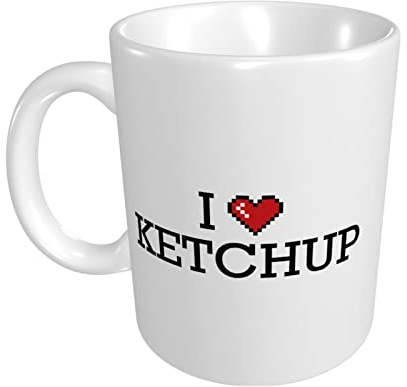 peiyeety Funny Coffee Cups for Women I Love Ketchup Mug Cool Coffee Mugs for Men Cute Coffee Mugs