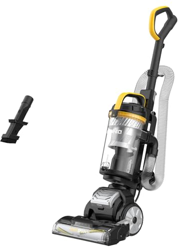 Eureka Aspiradora vertical UEU610 con taza de polvo de 2,2 L, tecnología antienredos y doble ciclón, dirección giratoria de 150°, luces LED, herramienta para grietas 3 en 1