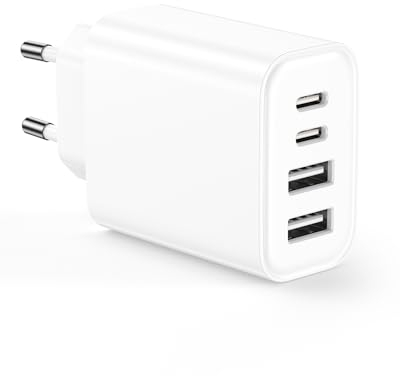 Chargeur USB C 40W, 4-Port Prise USBC Adaptateur [MFi Certifié] Charge Rapide for iPhone 15 14 13 12 11 Pro Max SE 2020 XS XR X 8 7 6, Samsung Galaxy, Mural Type C Secteur Alimentation