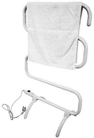 NSTVVEE Scaldasalviette, portasciugamani riscaldato e stendino, scaldasalviette da Terra per Montaggio a Parete per Bagno, portasciugamani Elettrico a 5 Barre Elettrico da 100 W, Nero (BIA