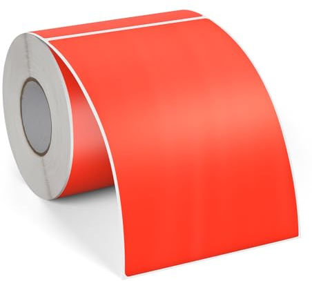 FINDAT Rot Thermo-Etiketten 100 x 150 mm Vinyl Rolle Selbstklebende Versandetiketten Wasserdichtes Rechteck Drucker Thermo-Aufkleber für Adress Barcode Büro Logo Design 250 Stück