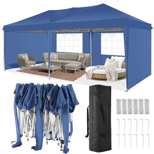 COBIZI Pop up Gazebo 3mx6m with 4 Removable Sidewalls Pop up Marquee for Parties Waterproof UPF50+ Protection Commercial Gazebo with Carry Bag, Blue
