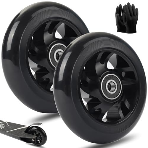 100mm Stunt Scooter Rollen Roller Reifen - Scooter Räder Ersatzräder,Mit Felgen Aus Aluminiumlegierung Und Anti-Blockier-Lager, Scoot and Ride Roller Zubehör für Scooter (2Stück 100mm Schwarz)