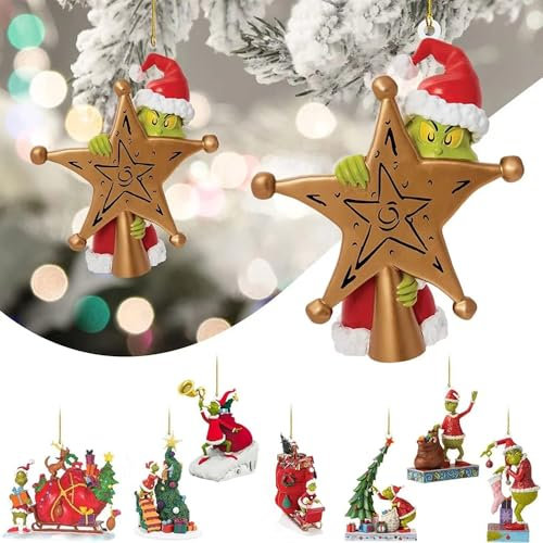 8 Pcs -Weihnachtsdekorationen, hängende Ornament, Weihnachtsbaumschmuck Anhänger, Zuhause, Automobil, Party Christmas Decorations (Green 02)