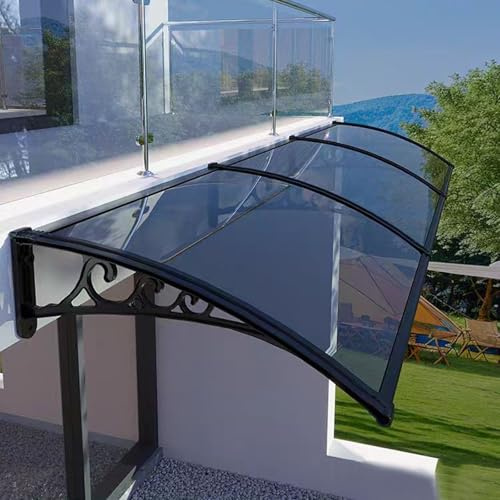 Silent Roofing Canopies,Front Door Canopy 99.99% Uv Protection Outdoor Garden Canopy Outdoor Window Rain Shelter,Impact Resistant Door Awning,Solid Polycarbonate Cover (60x120cm/24x47,Black)