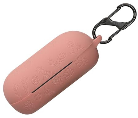 kwmobile Silikon Case kompatibel mit Sony WF-C700N Hülle - Schutzhülle für Kopfhörer mit Karabiner - Geprägtes Muster Dark Rose