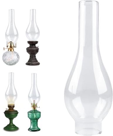 Pantalla de Repuesto de Vidrio para Lámpara de Aceite, Pantalla de Vidrio para Lámpara de Petróleo, Vidrio de Repuesto para Lámpara de Aceite de Queroseno Vintage, Base de 5 cm, Altura de 24 cm