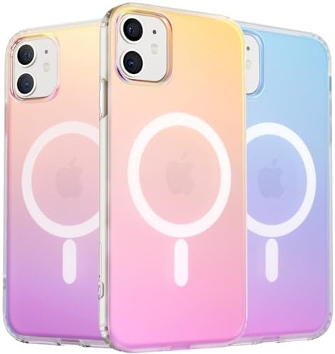 ORNARTO Compatible with iPhone 11 for MagSafe Case,Shockproof Protective Rainbow Case,Wireless Charging Magnetic Phone Cases Iridescent Cover 6.1 inch-Sunset
