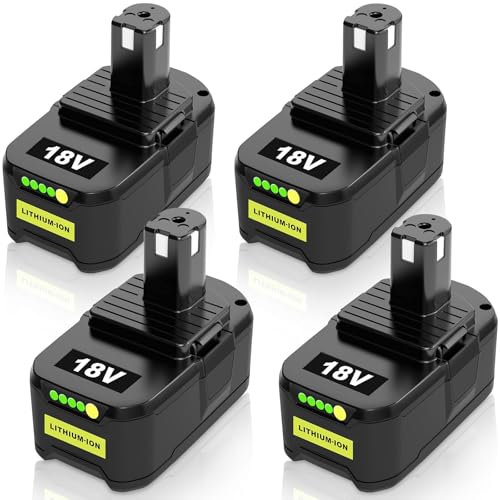 4Pack P108 8.0AH 18V Replacement for Ryobi 18V Batteries Li-ion with LED Indicators Compatible with Ryobi Battery RB18L50 RB18L40 RB18L25 RB18L15 RB18L13 P102 P103 P104 P105 P106 P107