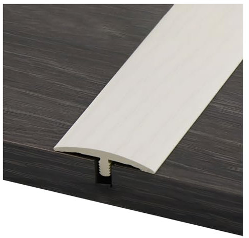 Selbstklebend PVC-Boden Übergang Streifen, 4 Cm Breite Flache Boden Trennleiste, Boden Spaltabdeckung Leisten Mit Holzmaserungsdesign, Für Holz/Laminat/Vinyl(White)
