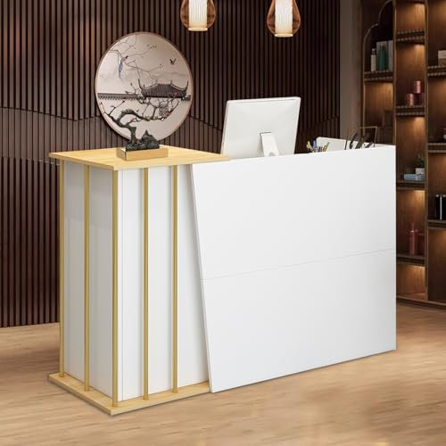 SJMDMZD Empfangstheke Rezeption de Moderner, Empfangstresen Holz Mit AbschließBaren Schubladen, Rezeptionstheken de Einzelhandel für Firmenhallen Hotelrezeptionen Bekleidungsgeschäften A 140cm