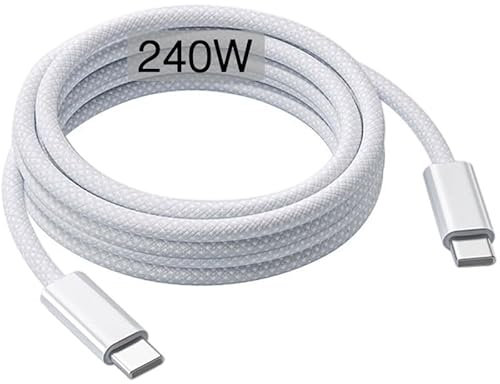 240W USB-C Charge Cable 2m, 6ft USB C to USB C Cable, Fast Charging Cord for Macbook Pro/Macbook Air, iPad Pro 12.9/11, iPad Air 5th/4th, Mini 7th/6th,iPad 10th Gen, iPhone 16/15/16e/Pro Max/Plus Lead