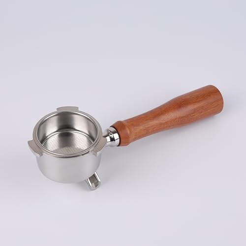 CAPFEI Filter Holder 51 mm 3 Ears with Double Spout Only Compatible with Delonghi Dedica EC680/EC685/EC785/EC820/EC850/EC860 | Filter Basket Stainless Steel Filter Holder with Wooden Handle