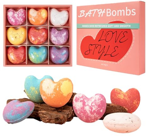 CHSEEO Bombe da Bagno, 9 Pezzi Bath Bomb per Bambini Donne, Regali di Compleanno e di Natale, per la Cura di sé e il Ripristino del Corpo, Doccia a Vapore