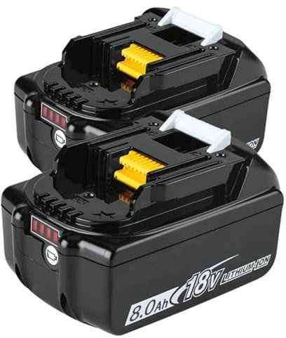 2 Pack 18V 8.0Ah Replacement Battery Compatible for Makita 18V Rechargeable Battery Li-ion BL1850 BL1830 BL1860B BL1860 BL1830B BL1840 BL1820 BL1815 BL1835 BL1845 LXT-400 with LED Indicator 