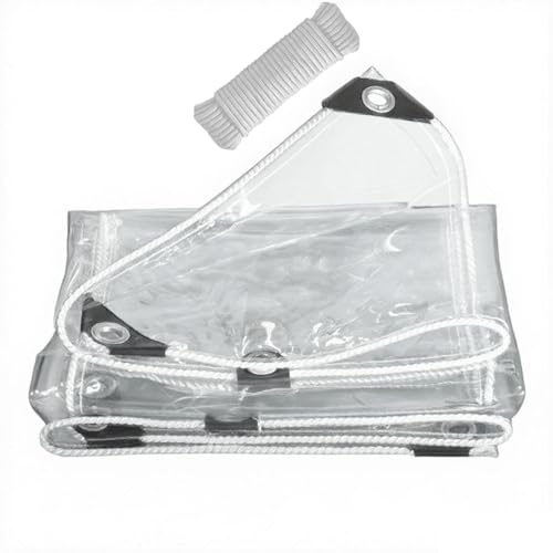 LYYK Transparente Plane mit Ösen 1x1M, wasserdichte Abdeckplane mit Seil, 420 g/m² Klare PVC-Tarps für Pflanzen Gewächshaus Balkon Camping Vardach Carport