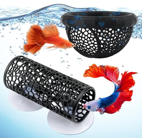 Notoke 2 Stück Aquarium Deko Höhle für Betta Fisch, Garnele Versteck, Garnelenhöhle Aquarien Deko, Sichere und Ungiftige Terrarium Deko mit Saugnäpfen Perfekt-für Versteck, Aquariums