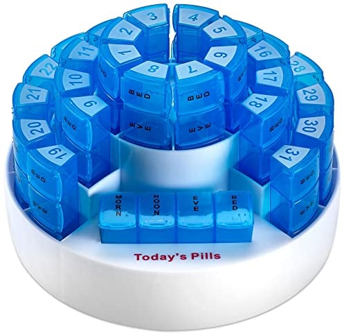 Boîte Mensuelle de Pilules par MEDCA - Organisation Intelligente de Prescription avec la Section Quotidienne de Doses Multiples, Compartiments Amovibles Parfaits pour Voyager