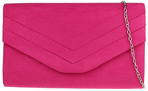 Girly Handbags Womens Plain Clutch Bag - Fuchsia