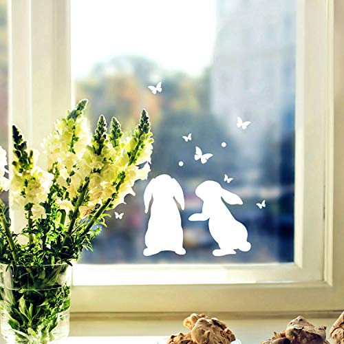Fensterbild Häschen Hasen -WIEDERVERWENDBAR- Fensterdeko Fensterbilder Osterhasen & Schmetterlinge M2346 ilka parey wandtattoo-welt®