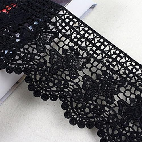 2 Yard Breite 12cm Schwarz Baumwolle Vintage-Stil Häkelspitze Häkelspitze Häkel-Borte Spitzenband Nähen Spitzenborte Spitzenbesatz