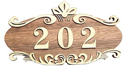 F-HOME House Number, Door numbers Solid Wood Door Number Hotel Room Restaurant Villa Household Digital House Number (Color : Brown)