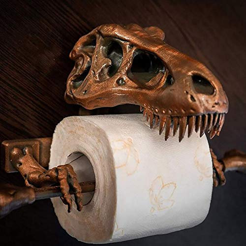 Dinosaur Skeleton Toilet Paper Holder Novelty Toilet Tissue Roll Stand Wall Mounted Toilet Rolls Storage Creative Dinosaur Toilet Paper Organizer Funny Kitchen Bathroom Accessories (A)