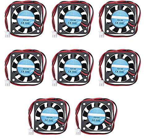Rowiz 8pcs 40mm (4cm) DC 12V Cooling Fan with 2 Pin Connector High Speed Brushless Fan Mini Heatsink for Printer Video Recorder, 40×10mm