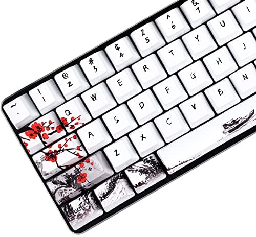 MOLGRIA Tastenkappen 71 Set für mechanische Gaming-Tastatur, benutzerdefinierte PBT-OEM-Profil-Tastenkappen im japanischen Stil für Cherry MX 71/61, 60% Tastatur (Pflaumenblüte)