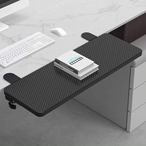 Siiboat Desk Extender 25.2 x 9.45 Ergonomic Computer Table Extension Arm Support Collapsible Keyboard Tray for Square Tabletop - Carbon Fiber