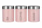 Kabalo Pink Set of 3 Tea Coffee & Sugar Canisters Kitchen Storage Containers Jars Pots (10cm x 12cm each)