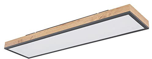 etc-shop Designleuchte Deckenleuchte Deckenlampe Wohnzimmerleuchte Küche, Holzoptik weiß opal graphit, 1x LED 24 Watt 1500 Lumen warmweiß, HxLxB 6,5x80x20 cm