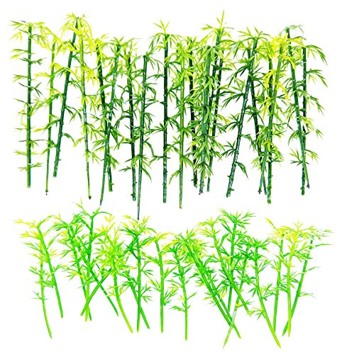 Cayway 40 PCS Bambou Arbres Modèle, 6CM et 8CM Miniature Bambou Arbre Plastique Bambou Arbre Modelisme Train Arbres Paysage pour DIY de Paysage Landscape