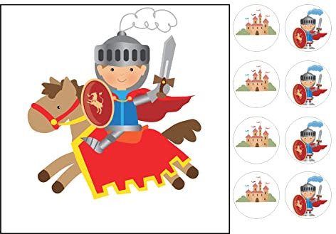 cakes Knight Medieval Castle kids childrens party decorations edible square 7.5 Inch Iced Topper Frosting Icing Personalised