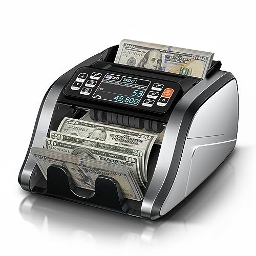 Aneken N60 Mixed Denomination Money Counter Machine, Value Counting, UV/MG/IR/DD Counterfeit Detection, 3.5 TFT Display Cash Counting Machine, Printer Enabled Bill Counter for Business