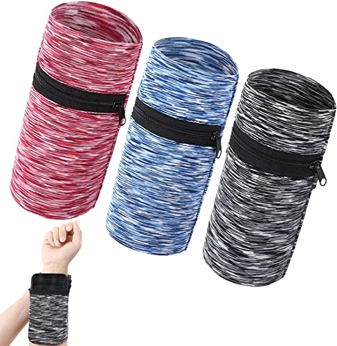 3 Stücke Tasche Armband Brieftaschen Sport Handgelenk Brieftaschen Reißverschluss Armband Brieftaschen Handy Handgelenk Taschen für Outdoor Laufen Radfahren