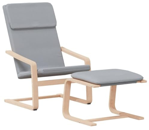 vidaXL Relaxsessel, Fernsehssel mit Fußhocker, Liegesessel für Wohnzimmer, Relaxstuhl Polstersessel Ruhesessel TV Sessel, Hellgrau Stoff