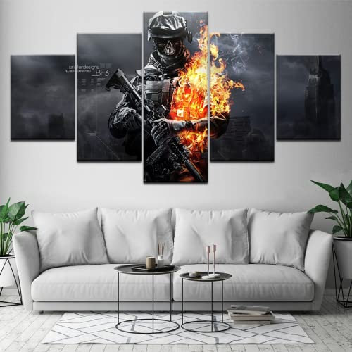5 Bild Auf Leinwand Deko Wohnzimmer Stück Tapeten Kunst Leinwanddruck Modernes Poster Modulare Kunst Malerei Battlefield 3 Game Poster Für Wohnzimmer Wohnkultur,Rahmenlos,10X15Cmx2 10X20Cmx2 10X25Cm
