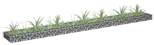 JUNZAI Lit surélevé à Gabion Acier galvanisé 270x30x10 cm,Lit Surélevé à Gabion,Gabion Jardinière de Jardin,Jardiniere Gabion