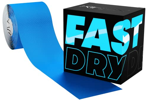 Kintex Kinesiologie Tape wasserfest & schnelltrocknend, 5 cm x 5 m, FastDry Tape, hautfreundliches Physio Tape, Medizinisches Tape, für Sport & Physiotherapie (Blau)
