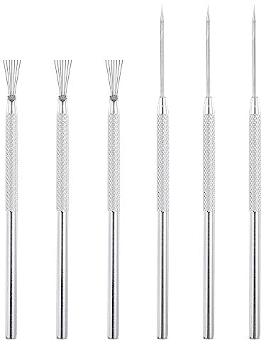ORUZA 6Pcs Clay Pottery Sculpture Needle, Clay Pottery Sculpture Feather Wire Texture + Needle Detail Tools, Clay Needle Tool, Pottery Sculpture Needle Tool for Carving Scraping