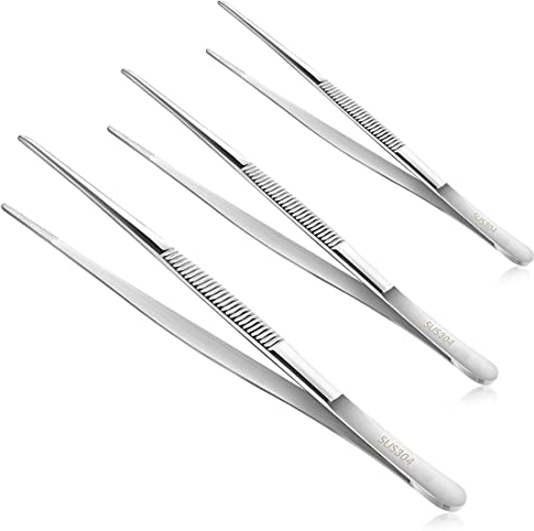 XPEX Confezione da 3 pinze da cucina in acciaio inossidabile, pinze da cucina, pinze da cucina per barbecue per chef, bistecche, grill, cucina