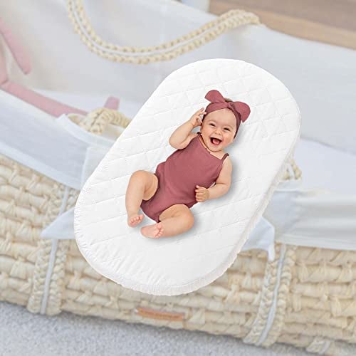 Alcube® Stubenwagenmatratze Sleepy - 70x37 cm - ovale Matratze Stubenwagen für Babywiege oder Moseskorb I mit abnehmbarem Matratzenbezug - waschbar bei 60 Grad, verwendbar als Kinderwagenmatratze
