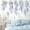 decalmile Wandtattoo Hängende Rebe Blumen Blau Wandaufkleber Blüten Wisteria Ast Pflanzen Wandsticker Schlafzimmer Wohnzimmer Sofa Wanddeko